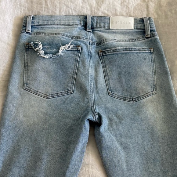 Pistola Light Wash Denim with Raw Hem and Distressed Details Vintage Feel Sz 28 - Picture 11 of 12
